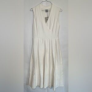 ASOS Cream Textured V-Neck Dress Size 6 NWT Romantic Feminine Minimalist